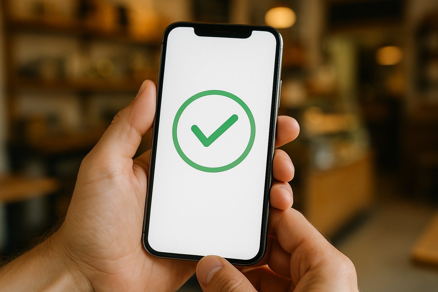 Phone showing a PIX payment received with a confirmation check