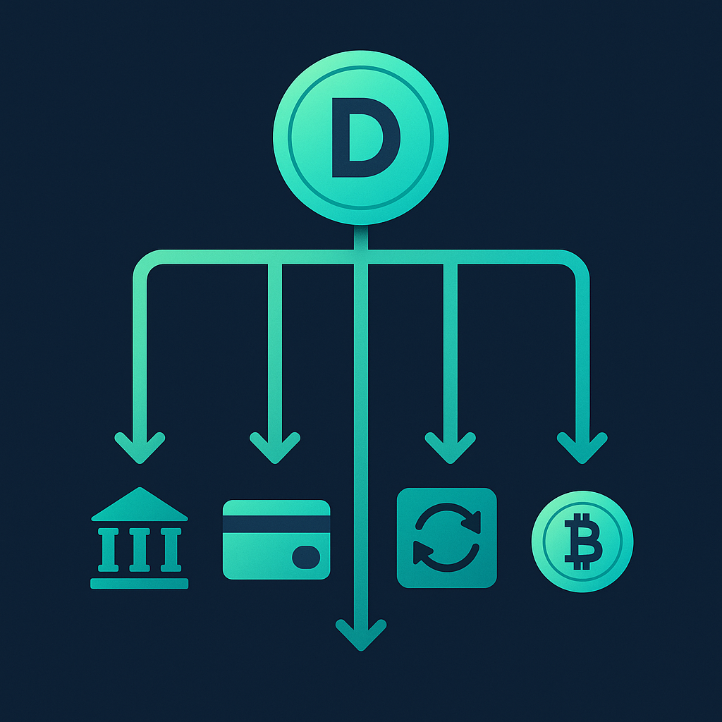 4 caminhos de saída do DEPIX: conta bancária, cartão, exchange crypto, Bitcoin