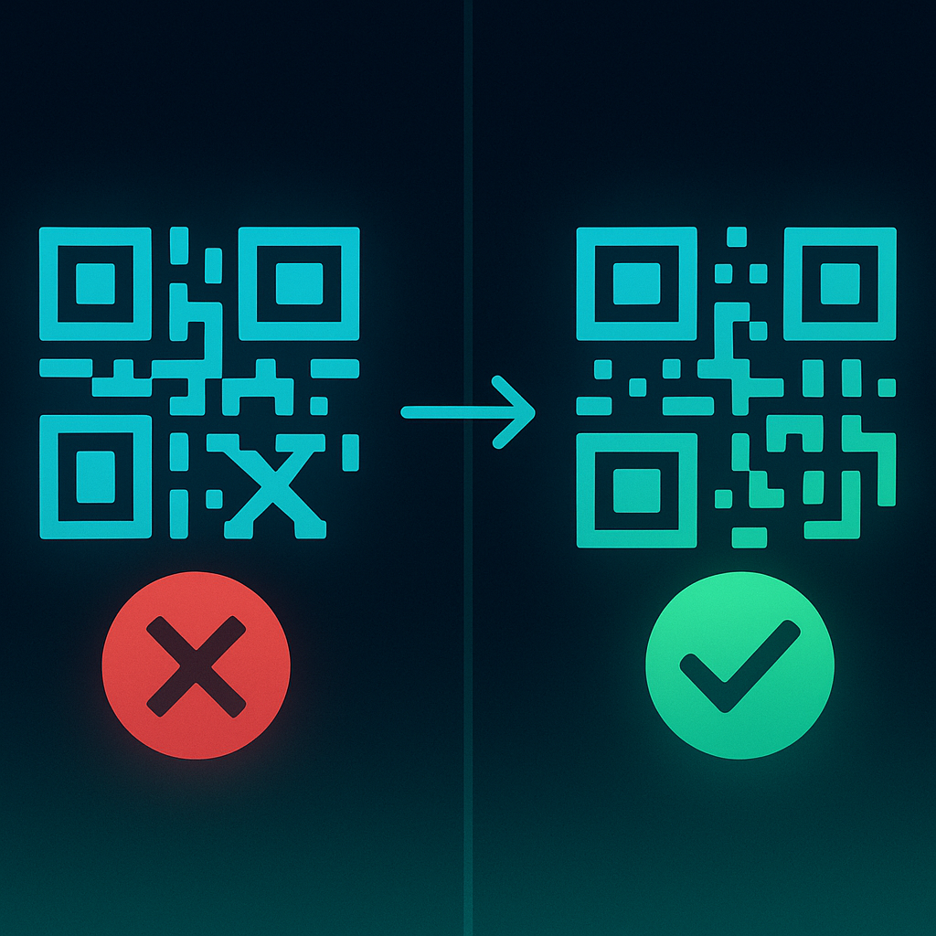 Comparativo visual de QR expirado em vermelho e QR novo gerado em verde